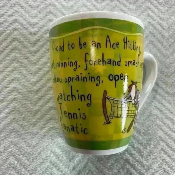 History And Heraldry "Ace Tennis fanatic" Mug/Cup Fine Porcelain 4" Green - Picture 1 of 7